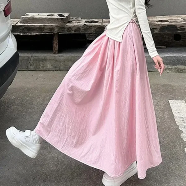 2024 Summer Women Fashion Colorful Long Skirts Girls Versatile Comfortable Elastic Dress Female Concise Leisure Vacation Skirts - Image 4