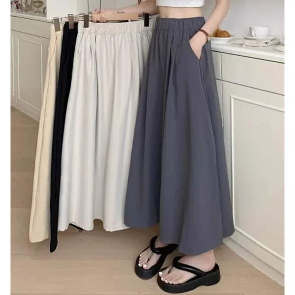 2024 Summer Women Fashion Colorful Long Skirts Girls Versatile Comfortable Elastic Dress Female Concise Leisure Vacation Skirts