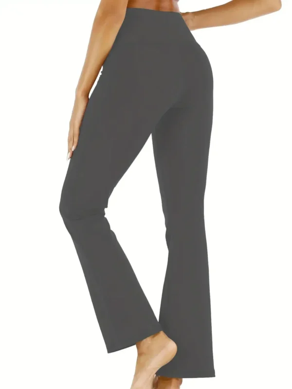 Women's Flared Pants with Pockets, Flared Leg Yoga Pants High Waist Fitness Casual Tummy Tuck Pants - Image 5