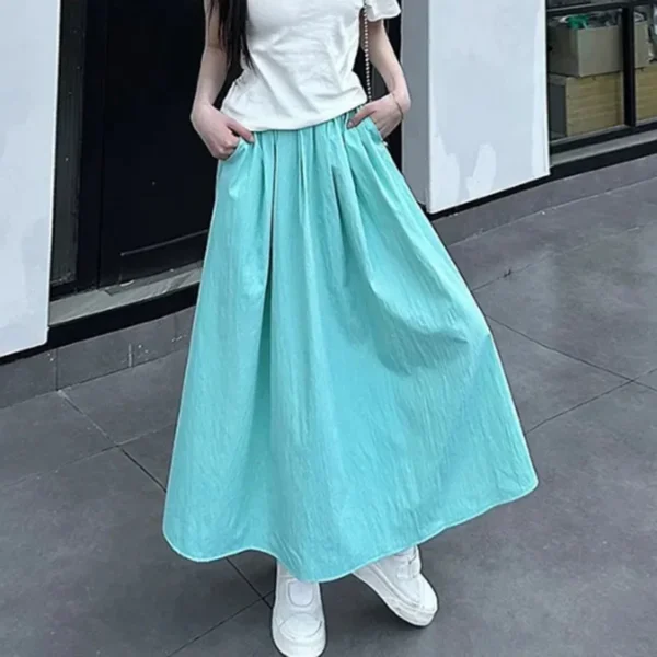 2024 Summer Women Fashion Colorful Long Skirts Girls Versatile Comfortable Elastic Dress Female Concise Leisure Vacation Skirts - Image 2