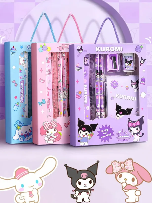 Sanrio Kuromi Stationery Set Cartoon Cinnamoroll My Melody Pencils Erasers Rulers Student School Supplies Study Stationery Gifts - Image 5