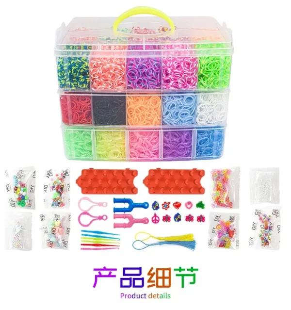 15000 Rainbow Luminous Rubber Bands Set for Children's Puzzle DIY Hand Woven Rubber Band Luminous Bracelet Loom - Image 6