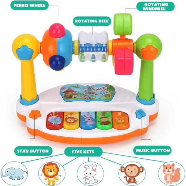 Baby Piano Toys Kids Rotating Music Piano Keyboard with Light Sound, Musical Toys for Toddlers,Early Educational Music Toy Gifts - Image 4