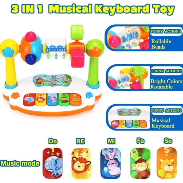 Baby Piano Toys Kids Rotating Music Piano Keyboard with Light Sound, Musical Toys for Toddlers,Early Educational Music Toy Gifts - Image 5