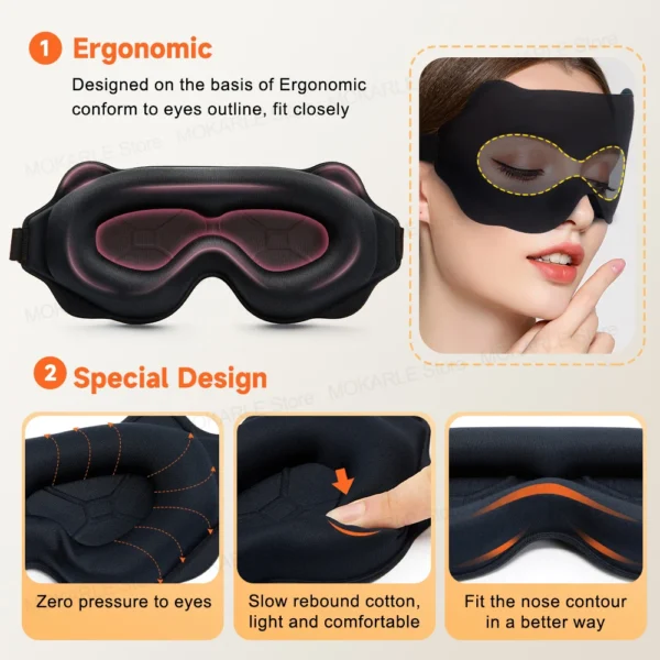 3D Sleeping Mask Block Out Light Sleep Mask For Eyes Soft Sleeping Aid Eye Mask for Travel Eyeshade Night Breathable Slaapmasker - Image 6