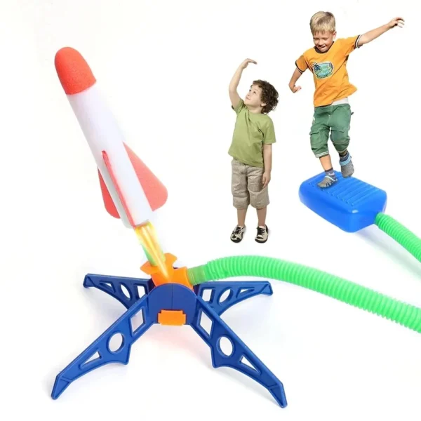 Kids Outdoor Rocket Foot Pump Outdoor Air Pressing Soaring Rocket Suit Jumps Air Powered Rocket Launcher Game Children Toy Gifts