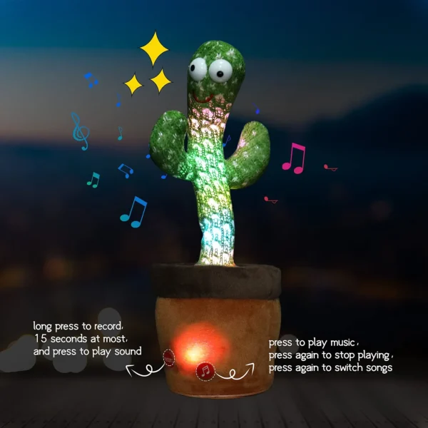 Rechargeable Dancer Cactus Glowing Dancing Electronic Plush Toys Can Sing Record Lighten for Baby Toy Education Funny Gift - Image 5