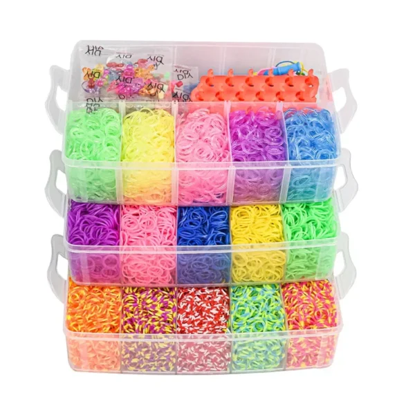 15000 Rainbow Luminous Rubber Bands Set for Children's Puzzle DIY Hand Woven Rubber Band Luminous Bracelet Loom - Image 4