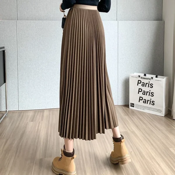 Lucyever Vintage Streetwear Pleated Skirts Female Autumn Winter High Waist Irregular Long Skirt Women Fashion A Line Midi Skirts - Image 5