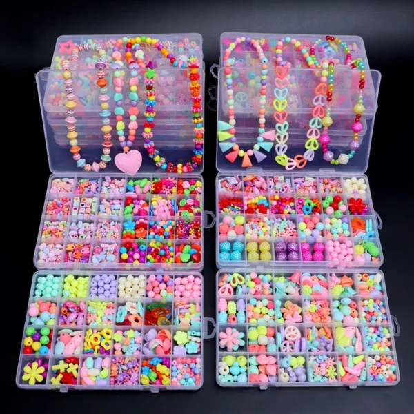 500pcs DIY Handmade Beaded Children's Toy Creative Loose Spacer Beads Crafts Making Bracelet Necklace Jewelry Kit Girl Toy Gift