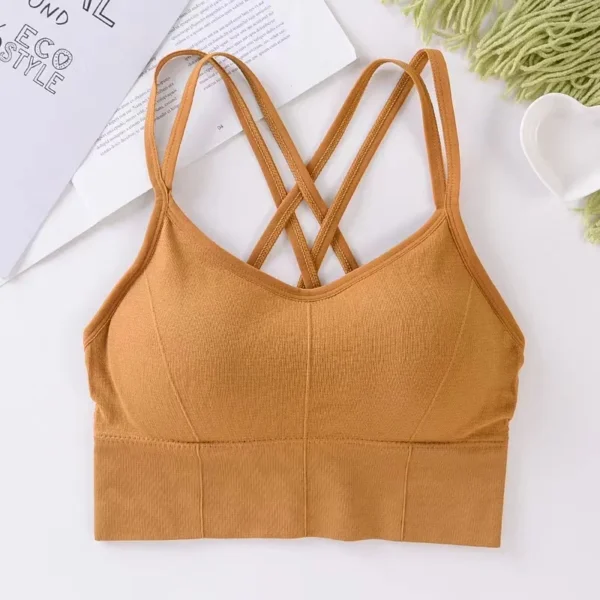 Sexy Women Tops Back Cross Strap Tank Top Push Up Running Sports Bra Breathable Soft Fitness Beauty Solid Color Yoga Bra - Image 3