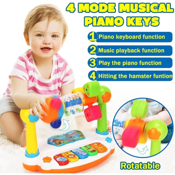 Baby Piano Toys Kids Rotating Music Piano Keyboard with Light Sound, Musical Toys for Toddlers,Early Educational Music Toy Gifts - Image 2