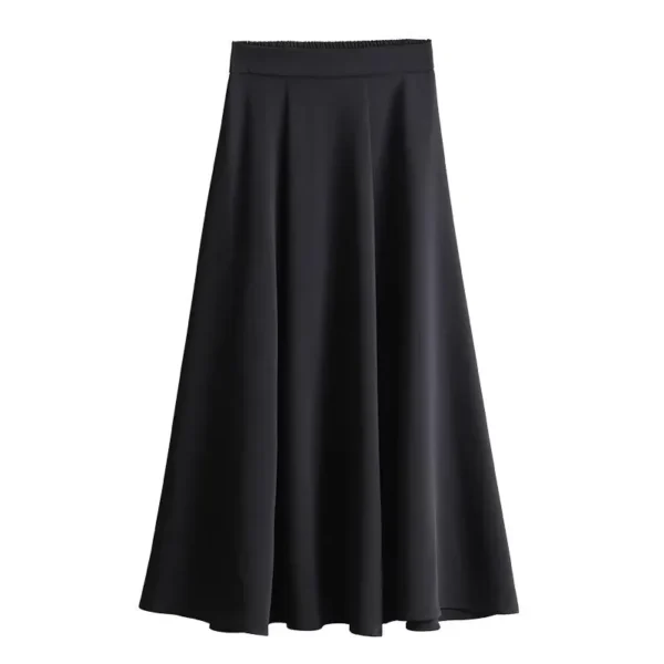 Plus Size High-waisted Slimming Black Draped Skirt Medium-length Umbrella Skirt For Women Thinning A- line Body Shaper - Image 5