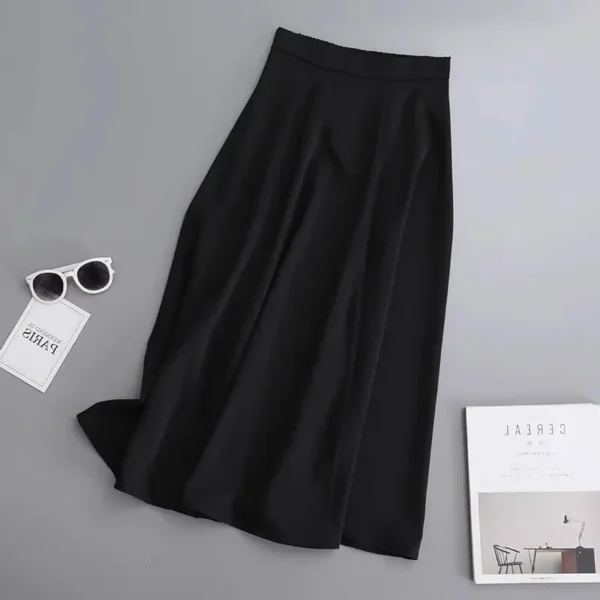 Plus Size High-waisted Slimming Black Draped Skirt Medium-length Umbrella Skirt For Women Thinning A- line Body Shaper - Image 2