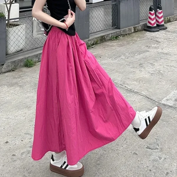 2024 Summer Women Fashion Colorful Long Skirts Girls Versatile Comfortable Elastic Dress Female Concise Leisure Vacation Skirts - Image 3