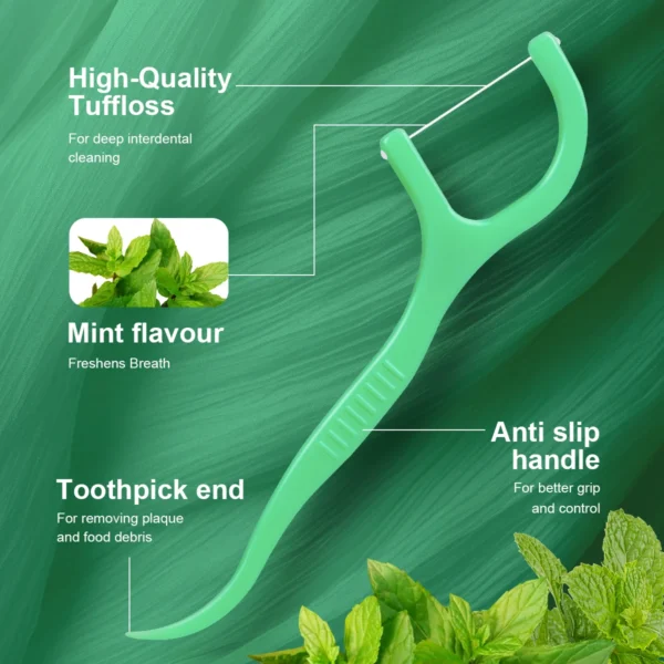 Mint dental floss stick - home portable disposable care dental floss stick - oral care - deep cleaning - interdental cleaning pr - Image 4