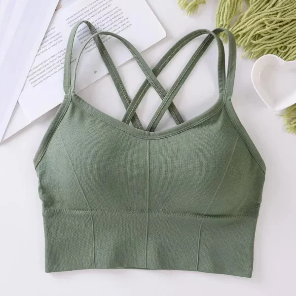 Sexy Women Tops Back Cross Strap Tank Top Push Up Running Sports Bra Breathable Soft Fitness Beauty Solid Color Yoga Bra - Image 2