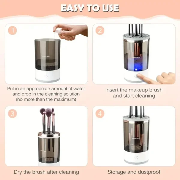 USB Plug Portable Electric Makeup Brush Cleaner with Rubber Makeup Machine Electric USB Quick Cleaner Cleaning Brush Collar Brus - Image 3