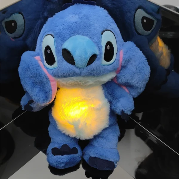 Baby Stitch Plush Doll Breathing Bear Newborn Soothing Sleep Playmate Otter Toy Kids Sleeping Companion Sound Light Toy Gift