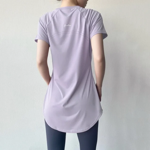 Sportswear Woman Gym 2024 Yoga Clothes Women T-Shirt Short Sleeve Quick Dry Fitness Top Breathable Slim Butt Cover Running Shirt - Image 6